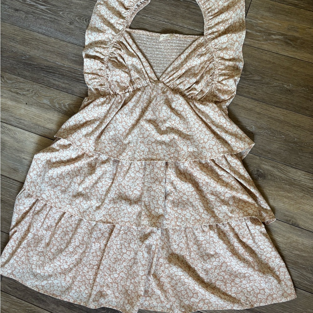 Floral ruffle baby doll dress- pink and cream- women’s size large